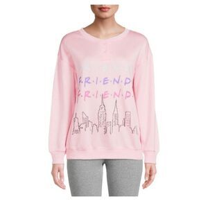 Friends Sweatshirt GIRLS Sz M 8 10 Pink Pullover Long Sleeve Buttons City Logo